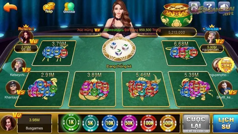 Tiến hành đặt cược và nhận thưởng lớn trong game bầu cua