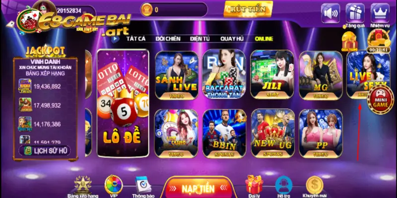 Sảnh live sexy 68 game bài thu hút nhiều người chơi tham gia